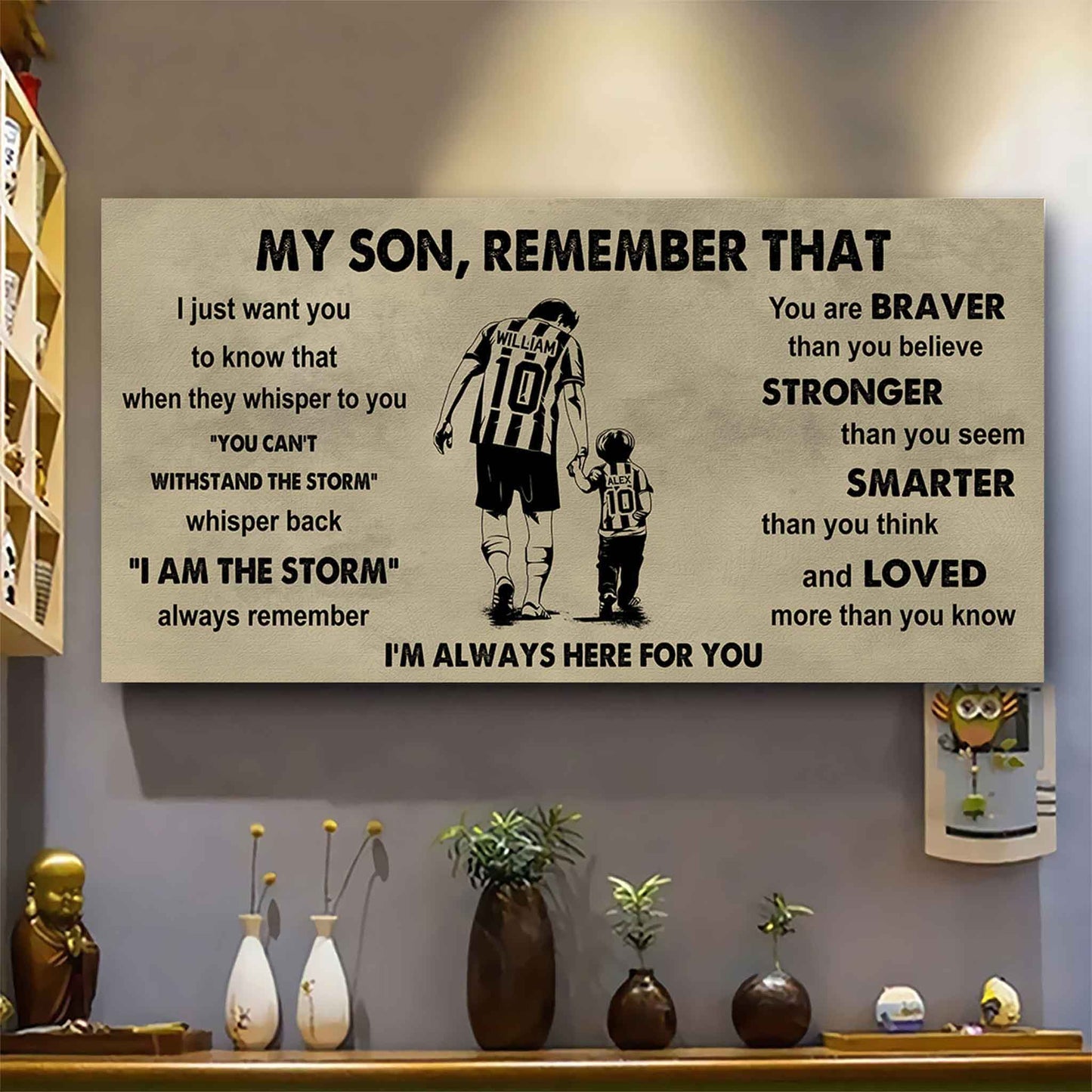 Personalized Sport Poster Canvas - My Son Remember That Whisper Back I Am The Storm