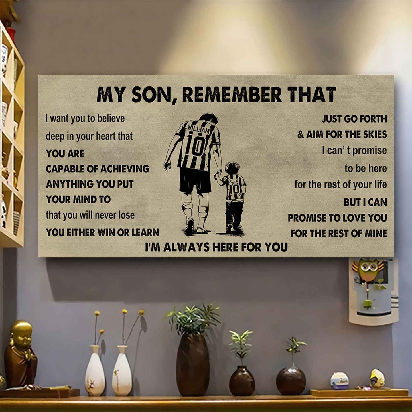 Personalized Sport Poster Canvas - My Son Remember That You Will Never Lose You Either Win Or Learn
