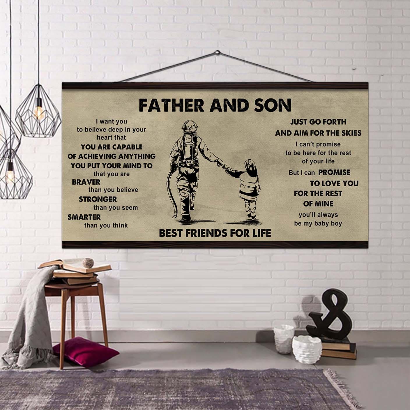 DRB VGT Father And Son Best Friends For Life - That You Are Braver Than You Believe Poster Canvas Gift For Son From Father