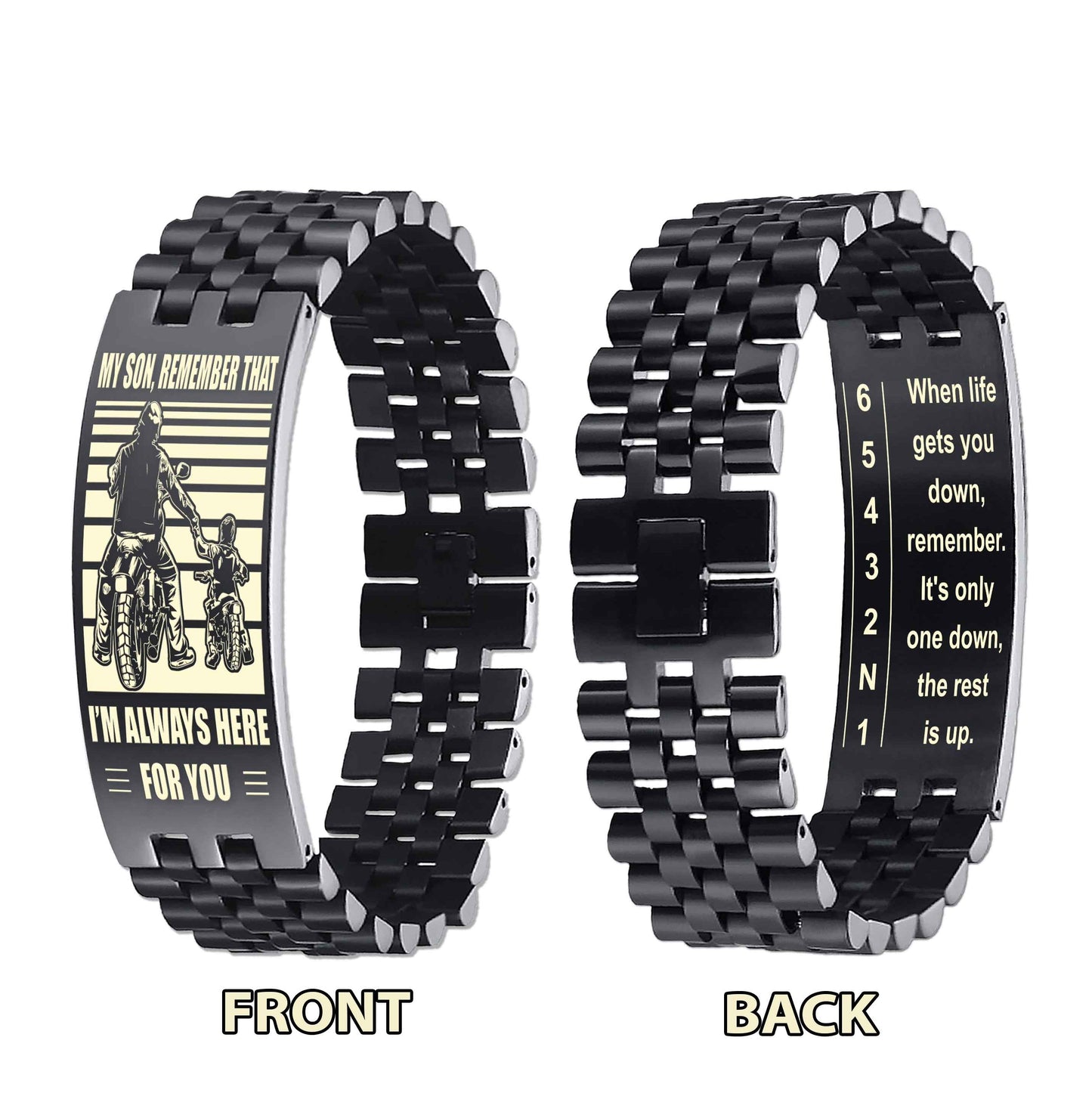 Sport Bike double side bracelet dad to son, When life gets you down, remember. It’s only one down, the rest is up.