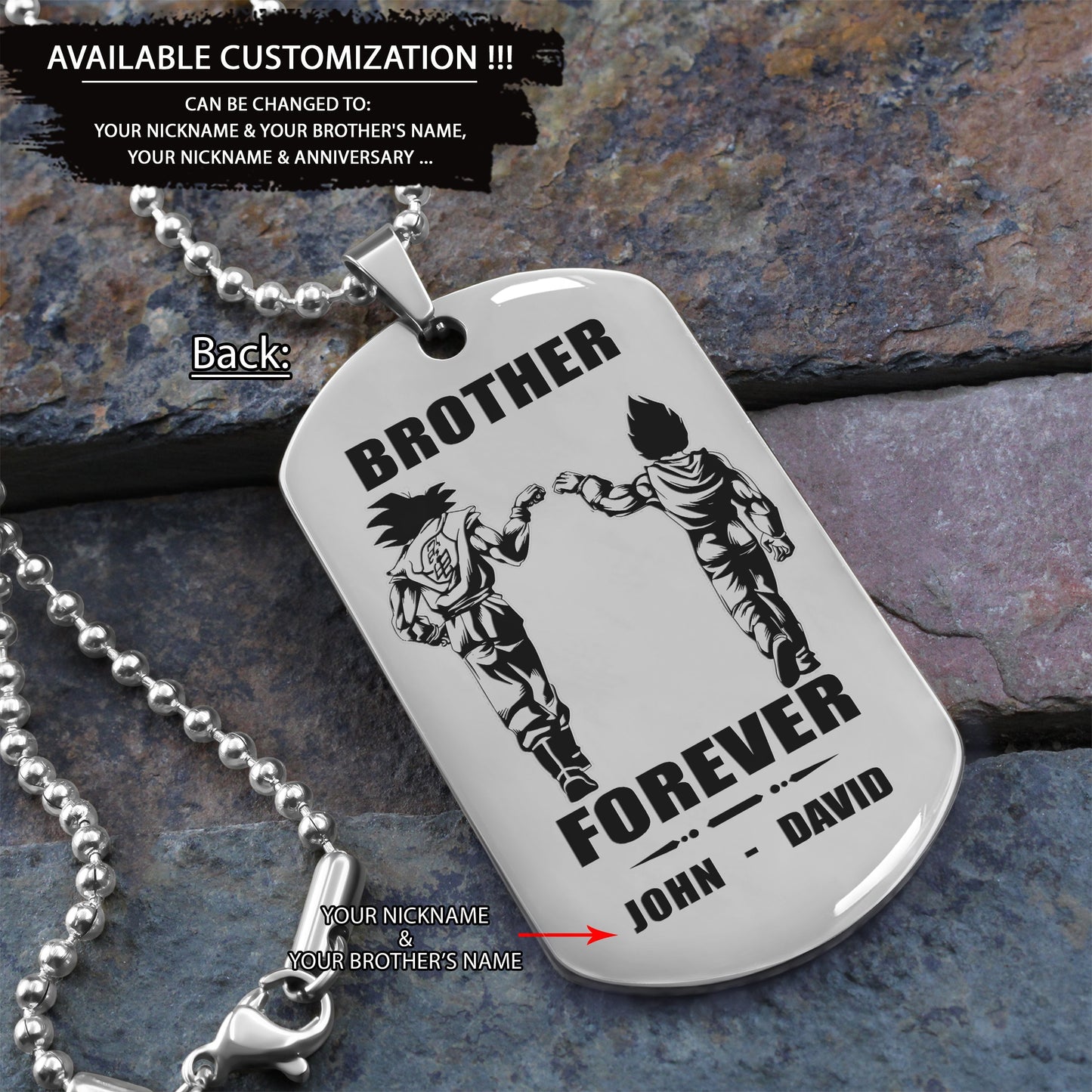 Biker Call on me brother engraved dog tag double sided. gift for brothers