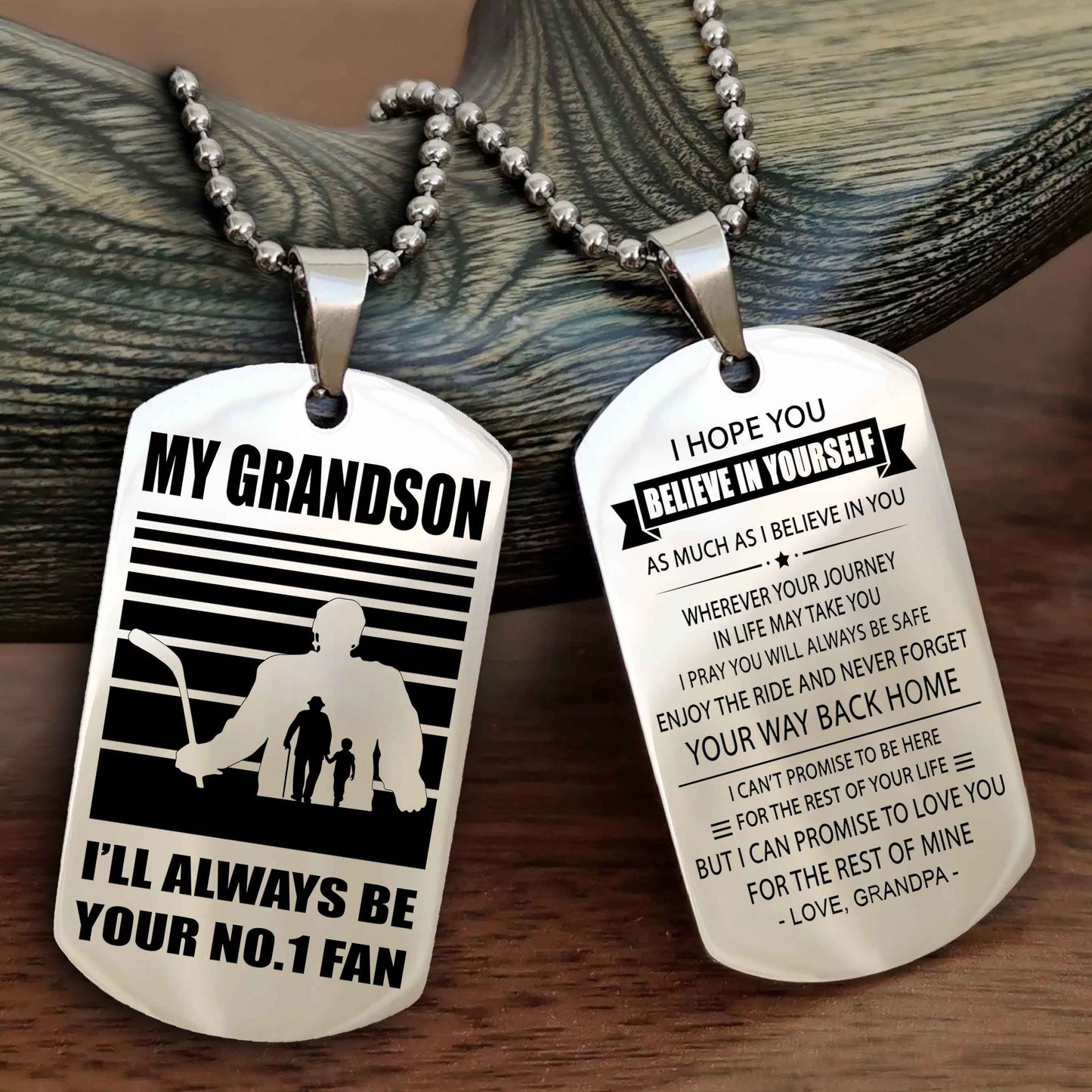 Sport Baseball Personalized Double Sided Dog Tag Granma To Grandson I Will Always Be Your No 1 Fan - Never Forget Your Way Back Home I Belive In You