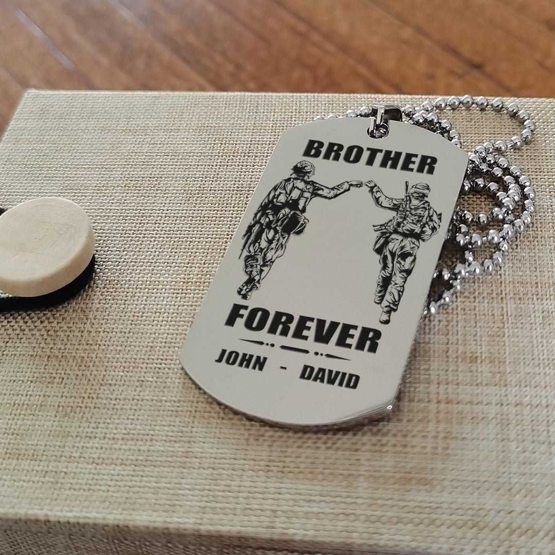 Biker Call on me brother engraved dog tag double sided. gift for brothers
