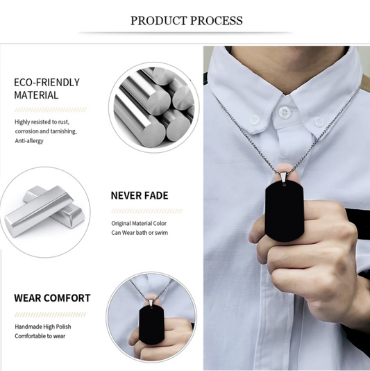 Samurai engraved double sided dog tag dad to son be the nice kid