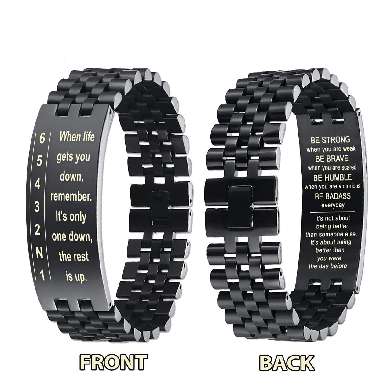 Biker double side bracelet, When life gets you down, remember. It’s only one down, the rest is up.