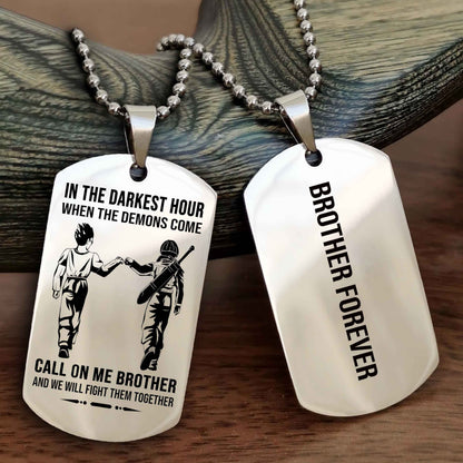 Brotherhood Dog Tag Necklace – Custom Engraved, Double-Sided Gift for Brothers