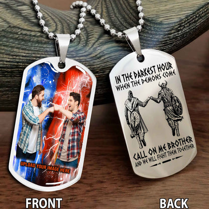 Personalized Viking Double-Sided Dog Tag for Brother with Photo Upload