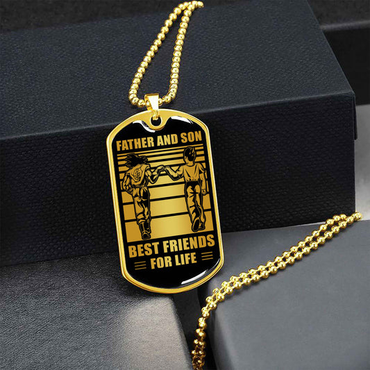 Family Military Chain Silver Plated 18K Gold Plated Father And Son Best Friend For Life Gift For Your Son