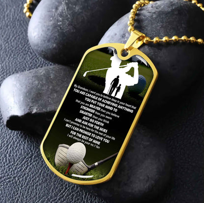 Sport Military Chain 18K Gold Plated Silver Plated To My Grandson From Grandpa Motivation Message I Will Always Be Your No 1 Fan