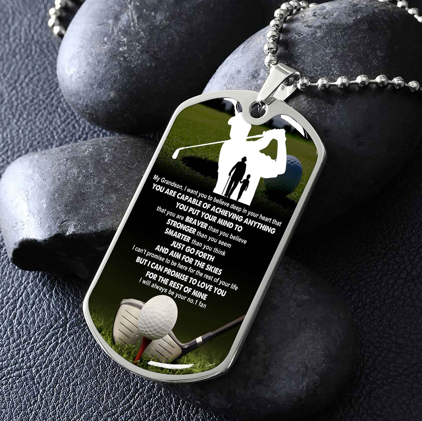 Sport Military Chain 18K Gold Plated Silver Plated To My Grandson From Grandpa Motivation Message I Will Always Be Your No 1 Fan
