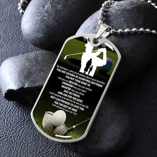 Sport Military Chain 18K Gold Plated Silver Plated To My Grandson From Grandma Motivation Message I Will Always Be Your No 1 Fan