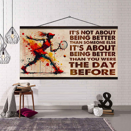 Water Color Woman Basketball Poster Canvas It Is Not About Being Better Than Someone Else Gift For Your Loving Woman