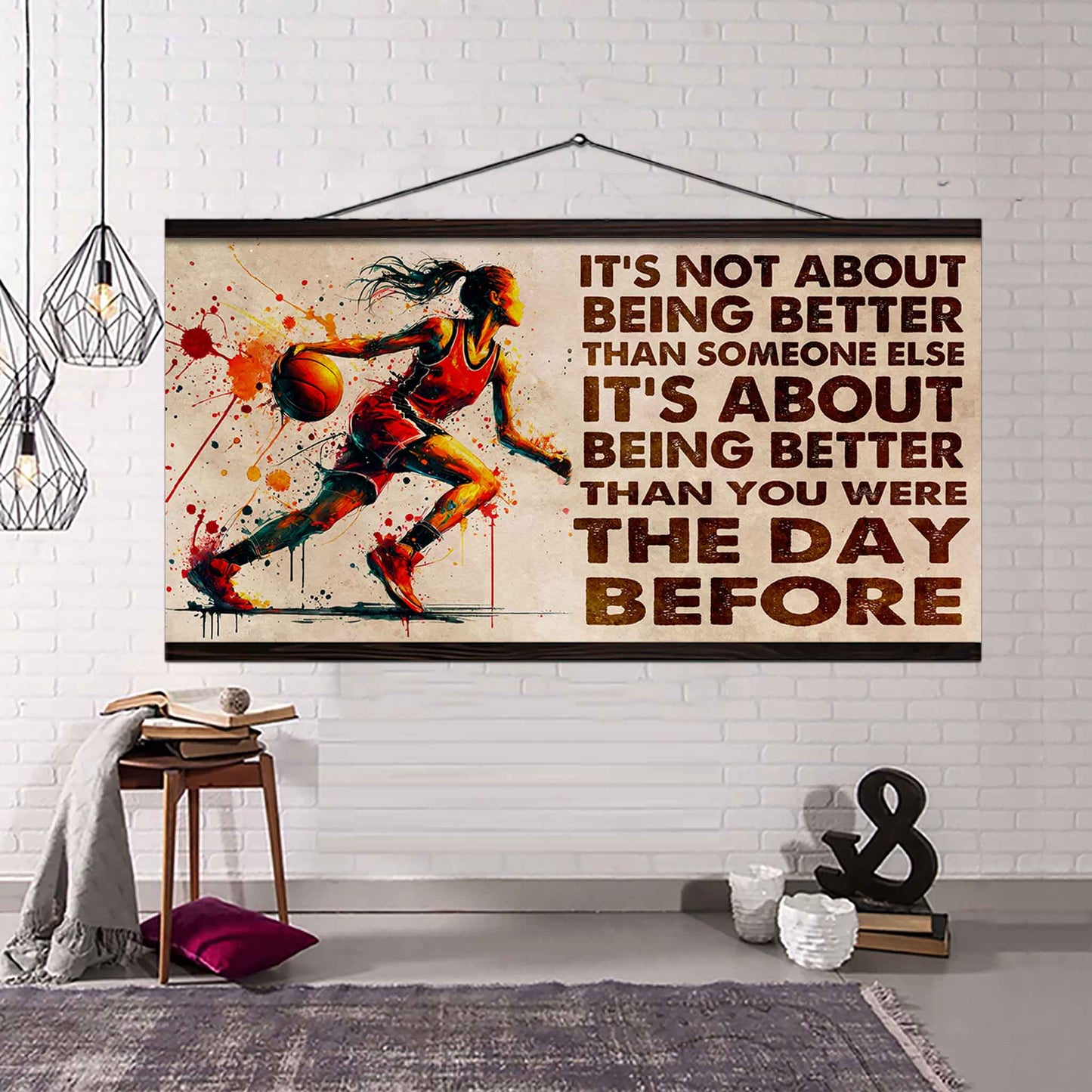 Water Color Woman SWIMMING Poster Canvas It Is Not About Being Better Than Someone Else Gift For Your Loving Woman