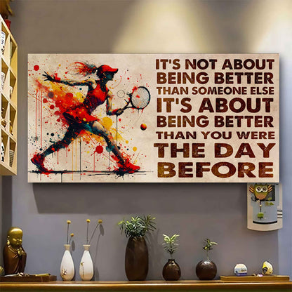 Water Color Woman SWIMMING Poster Canvas It Is Not About Being Better Than Someone Else Gift For Your Loving Woman