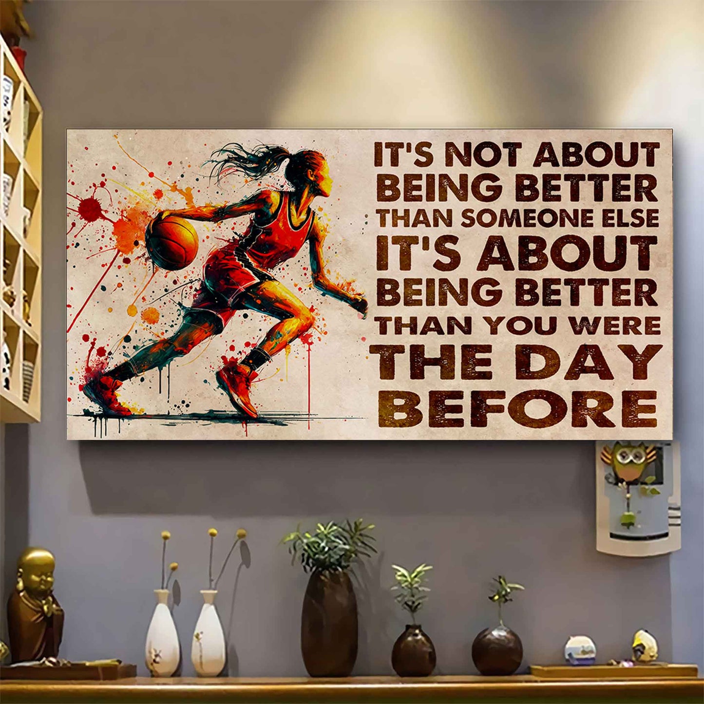 Water Color Woman SWIMMING Poster Canvas It Is Not About Being Better Than Someone Else Gift For Your Loving Woman