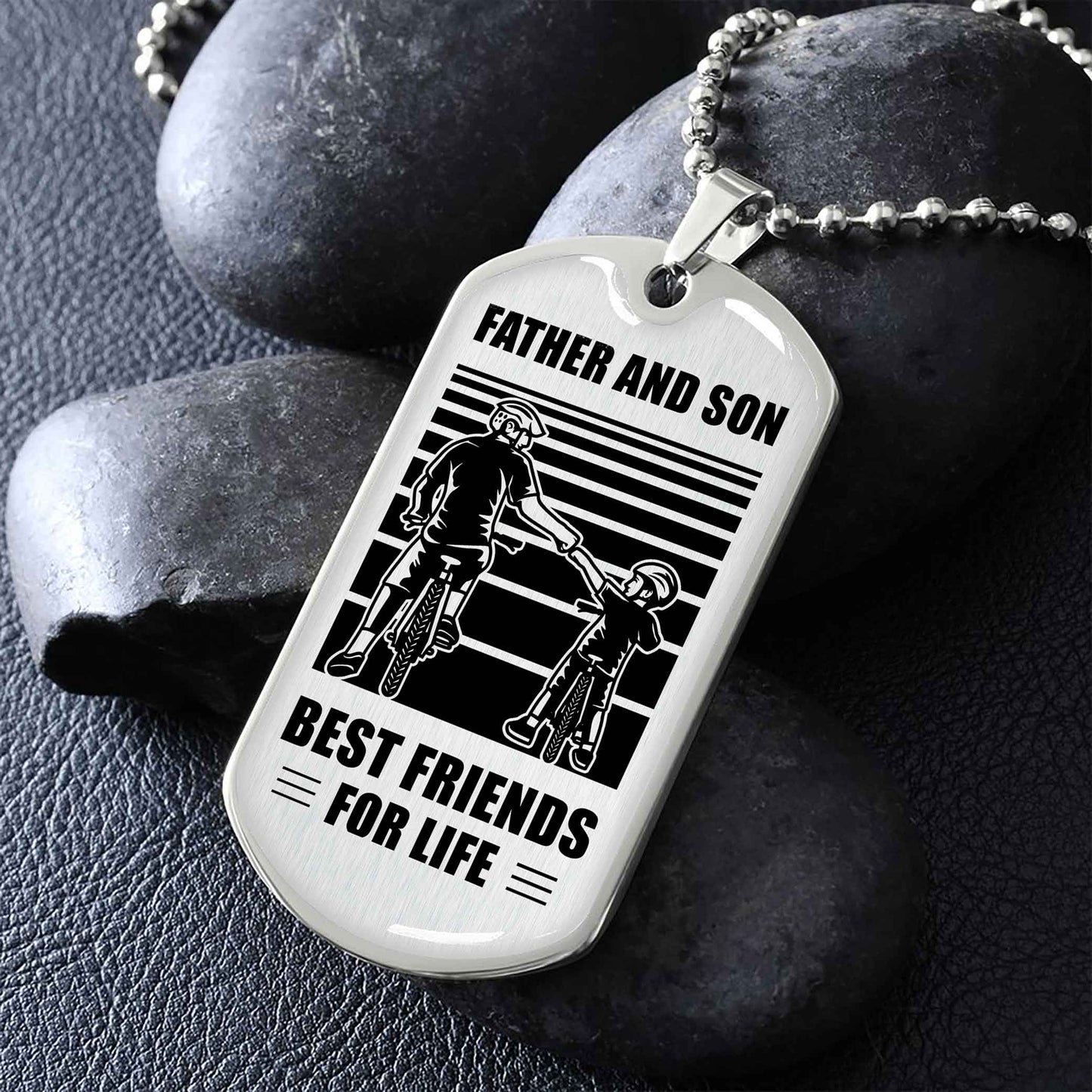 Family Military Chain Silver Plated 18K Gold Plated Father And Son Best Friend For Life Gift For Your Son