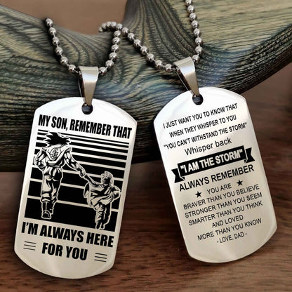 DRB Personalized Double Sided Dog Tag My Son Remember That I Will Always Here Whisper Back I Am The Storm