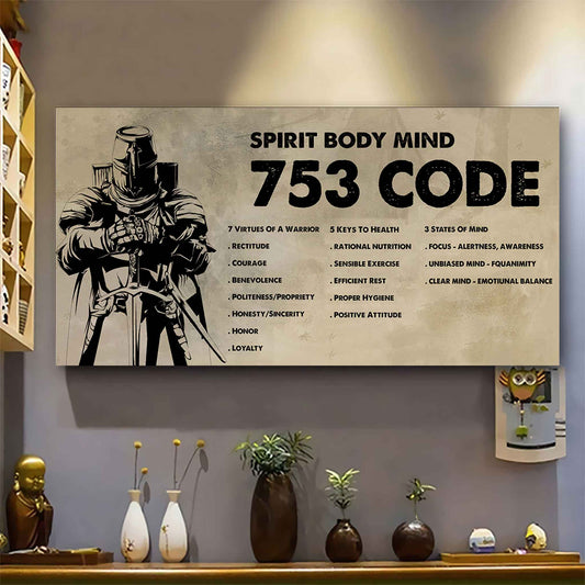 Knight Templar Poster Canvas 7 5 3 Code Motivation Quotes