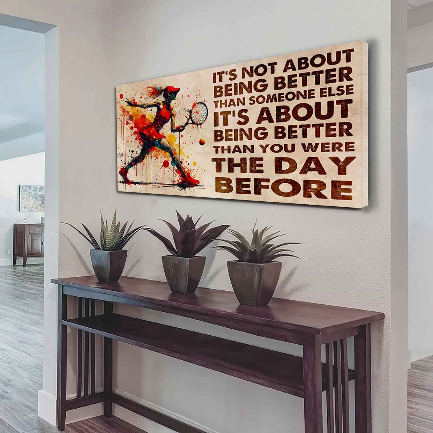 Water Color Woman Basketball Poster Canvas It Is Not About Being Better Than Someone Else Gift For Your Loving Woman