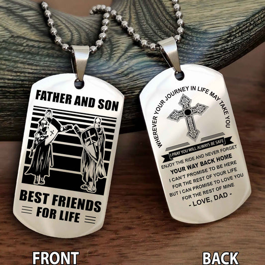 Knight Templar Cross Double Sided Dog Tag Father And Son Best Friend For Life - Gift For Son Never Forget Your Way Back Home
