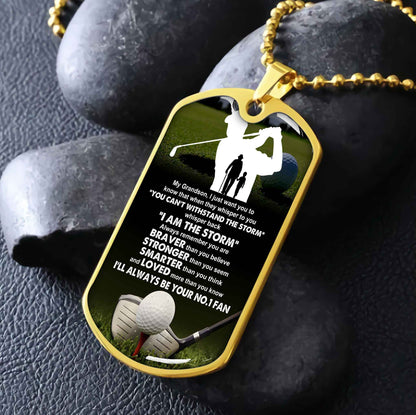 Sport Military Chain 18K Gold Plated Silver Plated To My Grandson From Grandpa Motivation Message I Will Always Be Your No 1 Fan