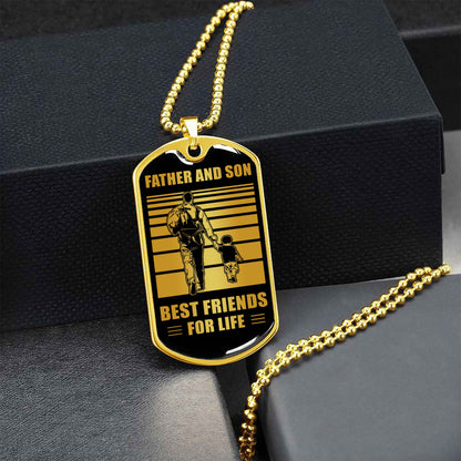 Family Military Chain Silver Plated 18K Gold Plated Father And Son Best Friend For Life Gift For Your Son