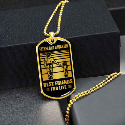 GK_GH Military Chain Silver Plated 18K Gold Plated Father And Son Best Friend For Life Gift For Your Son
