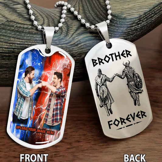 Personalized Viking Double-Sided Dog Tag for Brother with Photo Upload