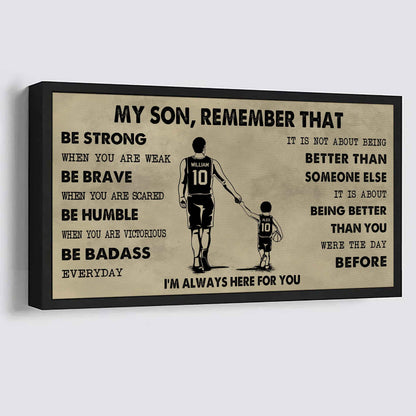 Personalized Sport Poster Canvas - My Son Remember That Be Strong When You Are Weak Be Badass Everyday