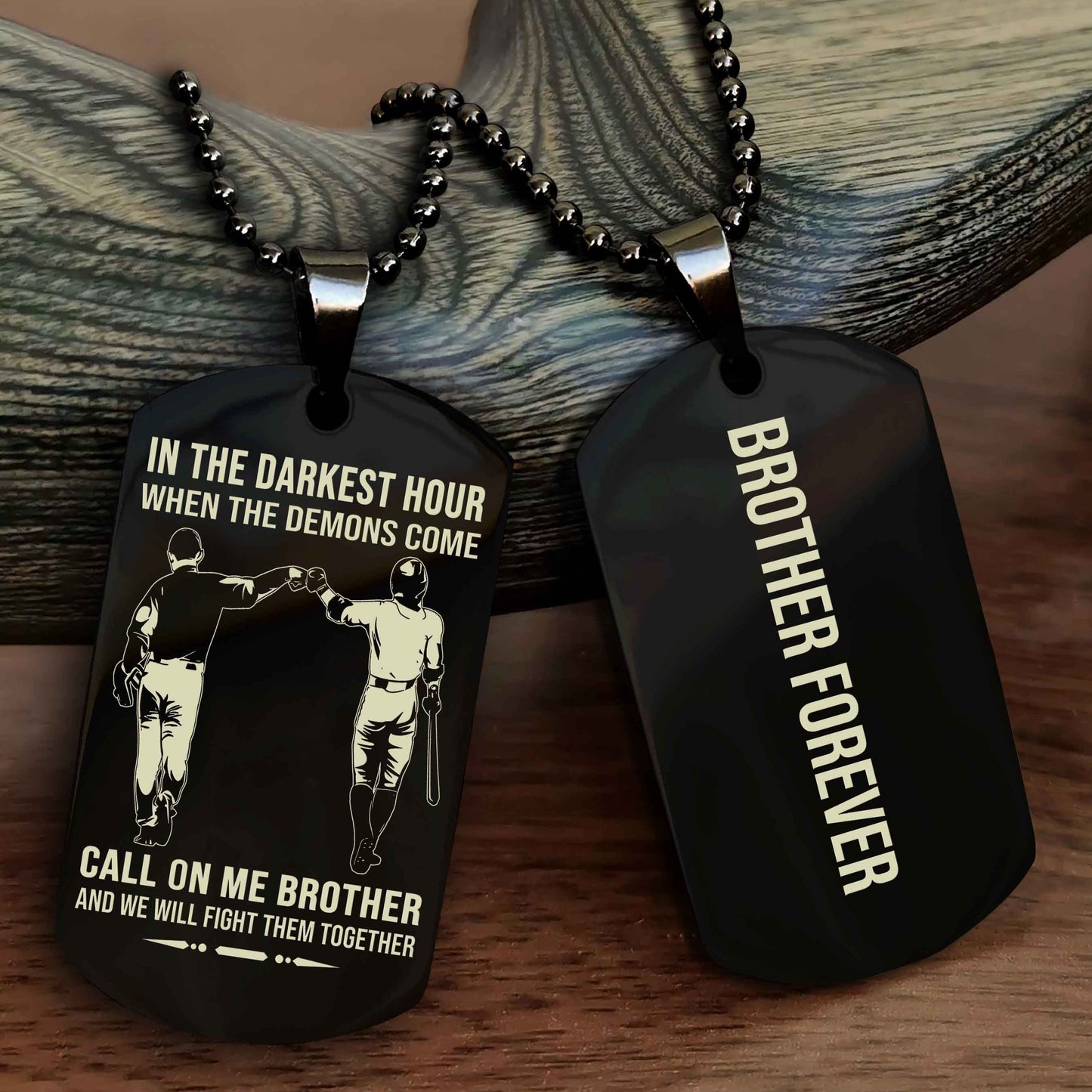 Brotherhood Dog Tag Necklace – Custom Engraved, Double-Sided Gift for Brothers
