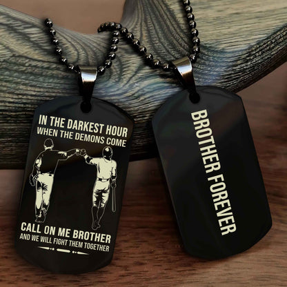 Biker Customizable engraved black dog tag double sided gift from brother, brother forevers