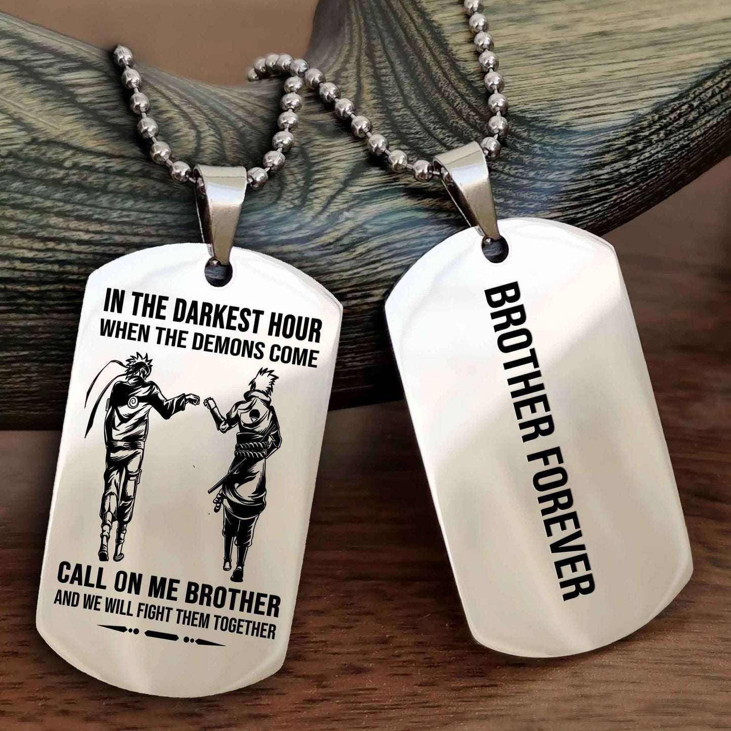 Brotherhood Dog Tag Necklace – Custom Engraved, Double-Sided Gift for Brothers