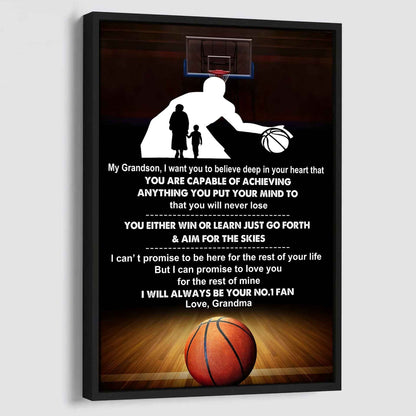 Tennis Poster Canvas Grandma To Grandson - That You Will Never Lose You Either Win Or Learn I Will Always Your No 1 Fan