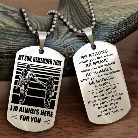 TWD Personalized Double Side Dog Tag From Father To Son With Message On The Back Gift For Your Son