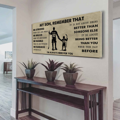 Personalized Sport Poster Canvas - My Son Remember That Be Strong When You Are Weak Be Badass Everyday