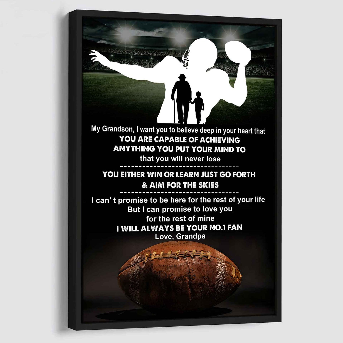 Soccer Poster Canvas Granpa To Grandson - That You Will Never Lose You Either Win Or Learn I Will Always Your No 1 Fan