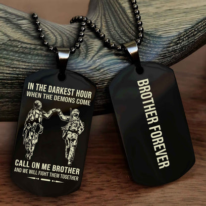 DRB Customizable engraved black dog tag double sided gift from brother, brother forevers