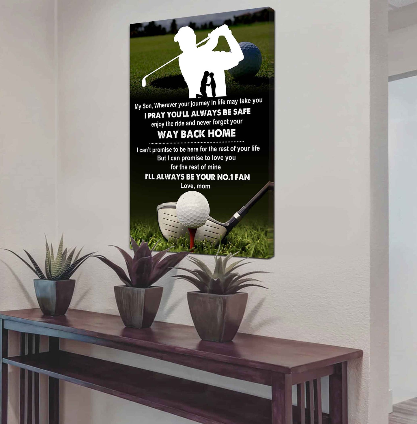 Sport Poster Canvas Mom To Son - Never Forget Your Way Back Home I Will Always Your No 1 Fan