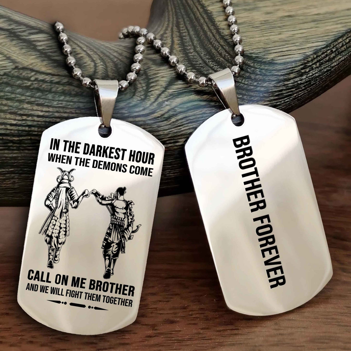 Brotherhood Dog Tag Necklace – Custom Engraved, Double-Sided Gift for Brothers