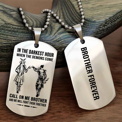 Brotherhood Dog Tag Necklace – Custom Engraved, Double-Sided Gift for Brothers