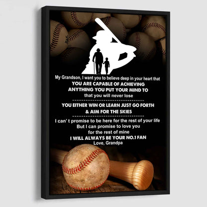American Football Poster Canvas Granpa To Grandson - That You Will Never Lose You Either Win Or Learn I Will Always Your No 1 Fan