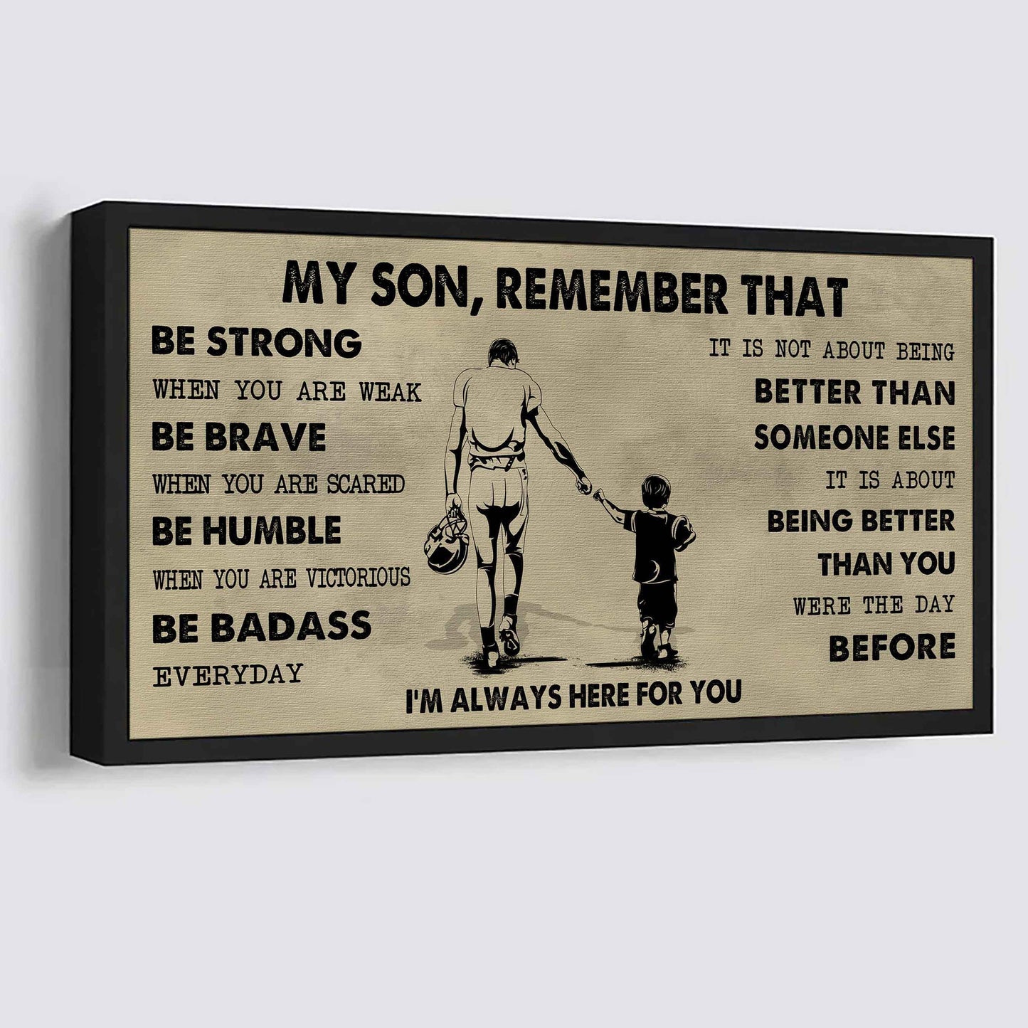Personalized DRB Poster Canvas - My Son Remember That Be Strong When You Are Weak Be Badass Everyday