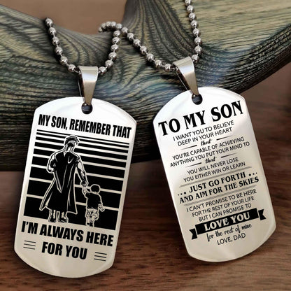 DRB Double Sided Dog Tag My Son Remember That - Gift For Son Just Go Forth And Aim For The Skies