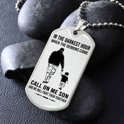DRB Military Chain Silver Plated 18K Gold Plated Call On Me Son Gift For Your Son
