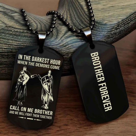 Knight Templar Customizable engraved black dog tag double sided gift from brother, brother forevers