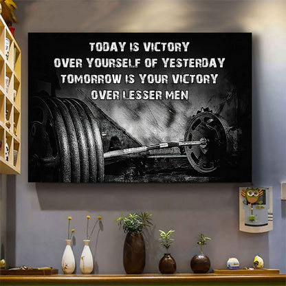 Sport Poster Canvas Today Is Victory Over Your Self Best Gift With Motivation Quotes