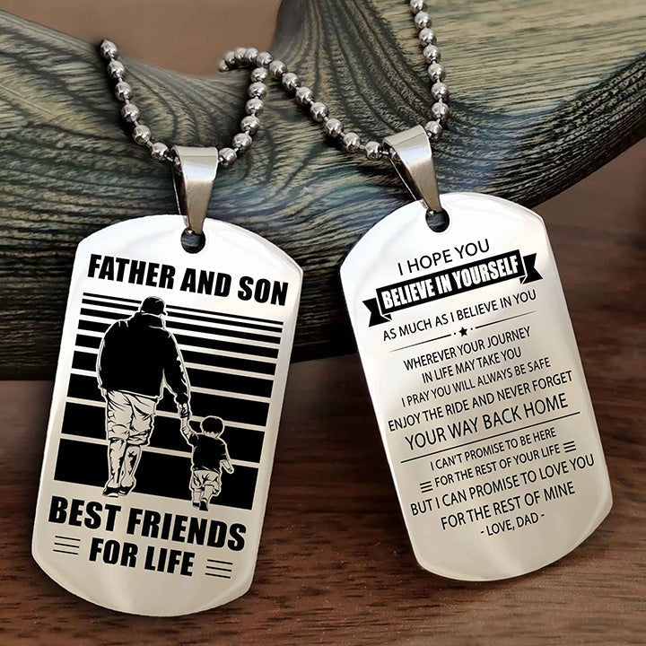 Viking Personalized Double Sided Dog Tag Silver To My Son I Love You - Enjoy The Ride And Never Forget Your Way Back Home From