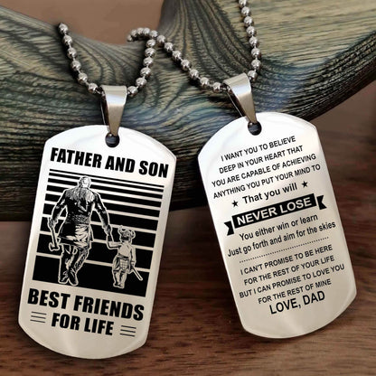 Cowboy Personalized Double Sided Dog Tag To My Son I Love You - You Will Never Lose You Either Win Or Learn From Dad To Son