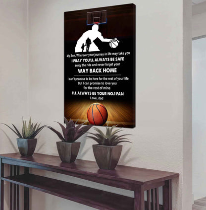 Sport Poster Canvas Dad To Son - Never Forget Your Way Back Home I Will Always Your No 1 Fan