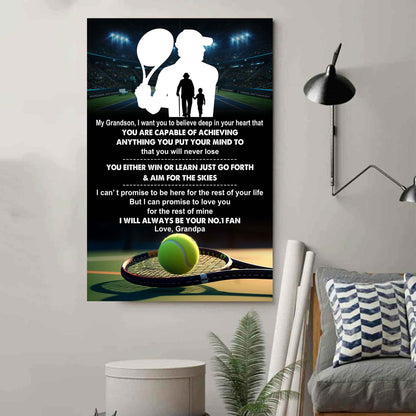 Hockey Poster Canvas Granpa To Grandson - That You Will Never Lose You Either Win Or Learn I Will Always Your No 1 Fan
